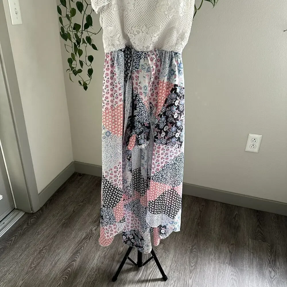 Speechless Kids Patchwork Tiered Dress Size 16 Boho Lace Ruffle Summer Spring